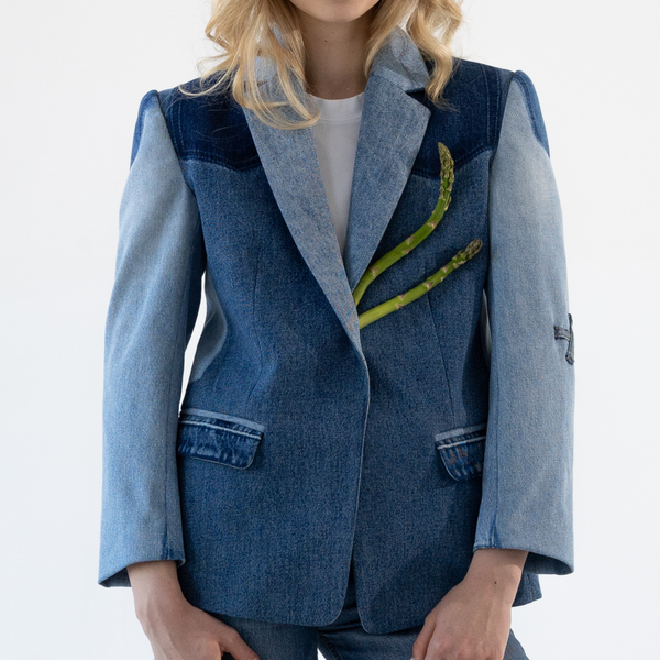 Classic upcycled denim blazer "Love Classic" 40 photo