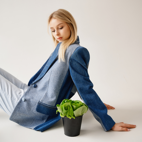 Classic upcycled denim blazer minimalistic 1 photo