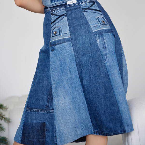 Upcycled denim skirt, size S 52 photo