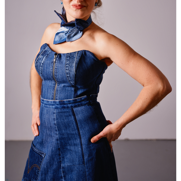 Two parts upcycled dark denim dress 53 photo