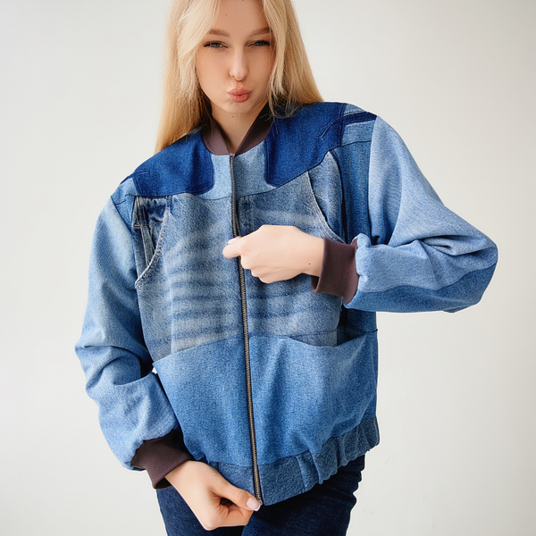 Upcycled denim so-many-pockets bomber 7 photo