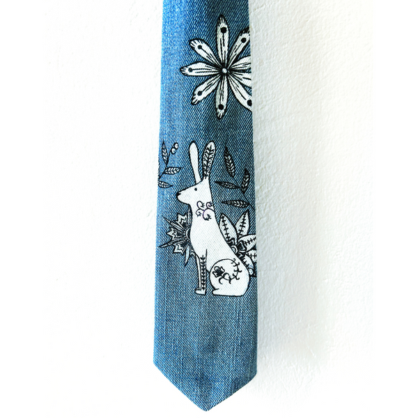 Tie hand painted of upcycled denim #1 11 photo