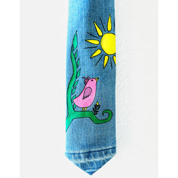 Tie hand painted of upcycled denim #3 18 photo