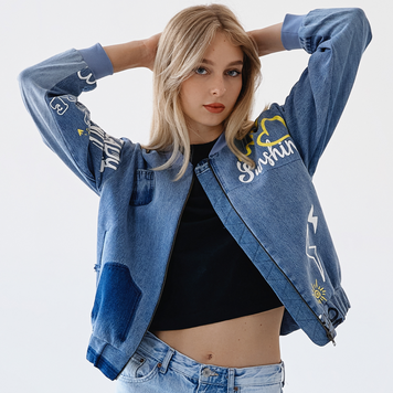 Upcycled denim the only one bomber "Sunshine" 25 photo