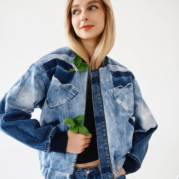 Upcycled denim the only one bomber "Sweet Heart" 26 photo