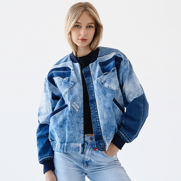 Upcycled denim the only one bomber "Sweet Heart" 26 photo