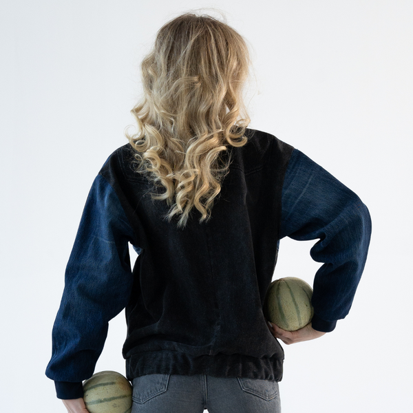 Upcycled denim the only one bomber "Navy Black" 27 photo