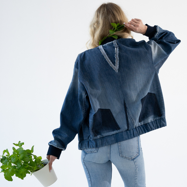 Upcycled denim customized bomber "Arrows" 30 photo