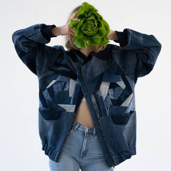 Upcycled denim customized bomber "Blossom" 33 photo