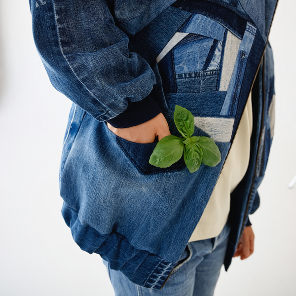 Upcycled denim customized bomber "Blossom" 33 photo