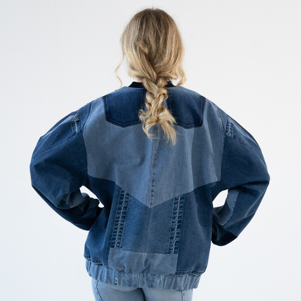 Upcycled denim customized bomber "Favorite" 35 photo